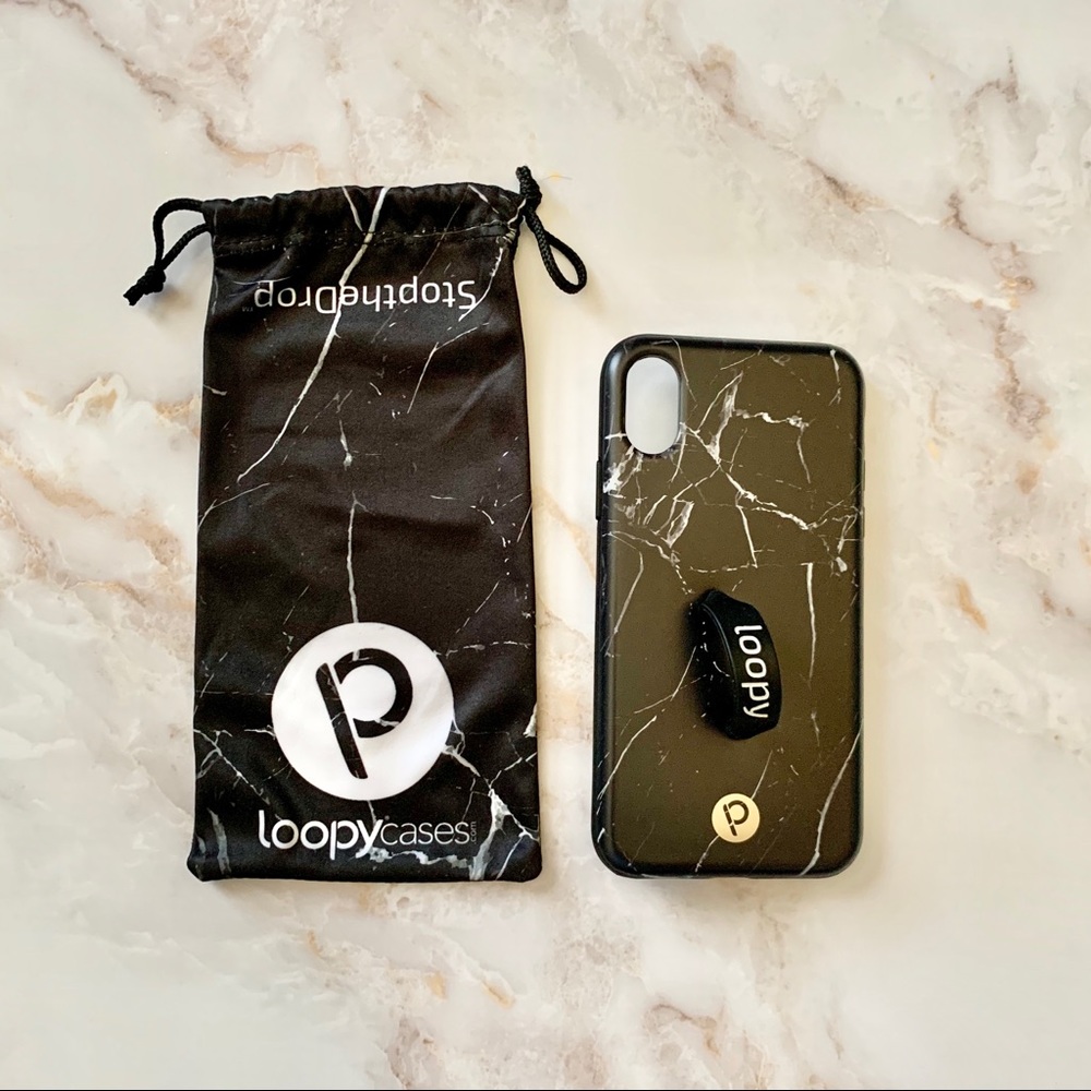 Black Marble Loopy Case for iPhone X/XS